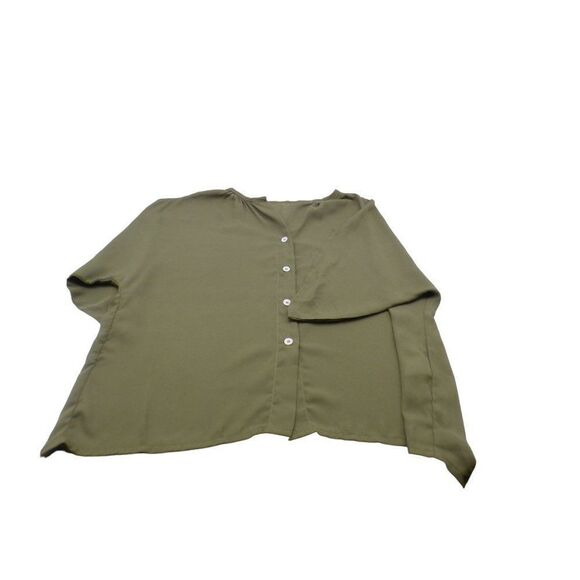 Shein Women’s Button Down Chiffon Blouse,S, Olive - Picture 8 of 8